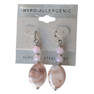Hypo-Allergenic Pink and Silver Earrings